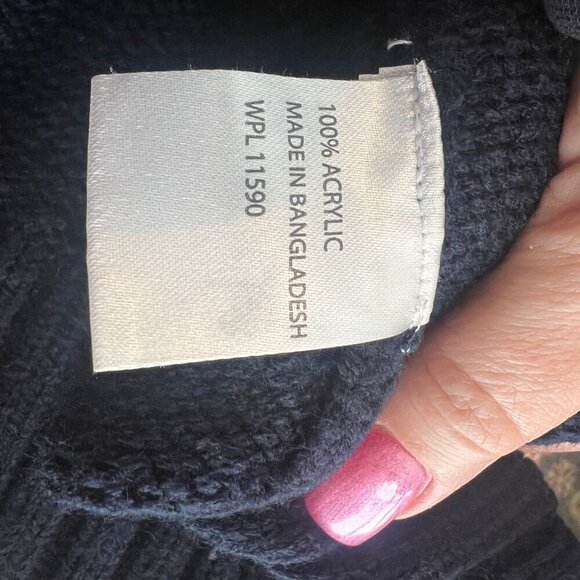 Men's Navy Blue & Cream Snowflake Crew Sweater, Size XL - Picture 8 of 9